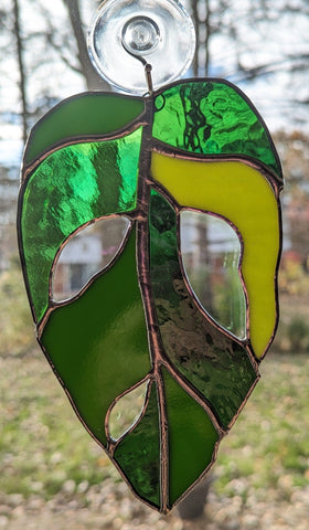 Royal Stained Glass Monstera leaf Suncatcher