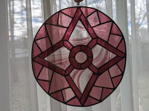 Royal Stained Glass Handmade Glass Panel Purple Passion Circle