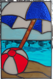 Beachy Umbrella- Stained Glass Panel