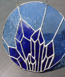 Blue Crystals - 7.5 inch Stained Glass Circle