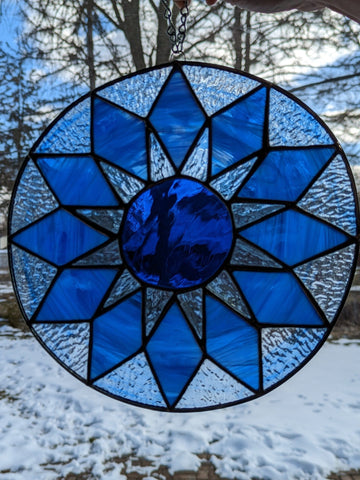 Royal Stained Glass Stained Glass Art Blue Diamond Mandala