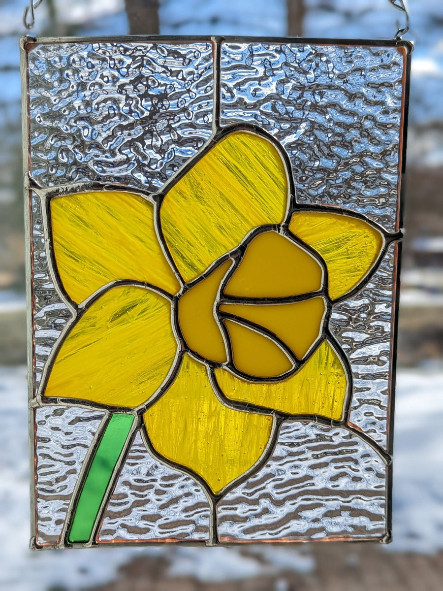 Daffodils 11x9 Glass Painting Sun Catcher Stained Glass Glass Art Modern  Painting Colorful Painting Original Painting Window Hanging 