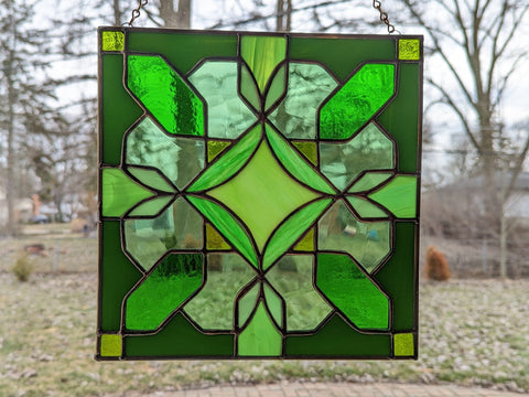 Royal Stained Glass Stained Glass Art Green Art Deco Panel