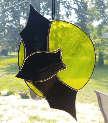 Royal Stained Glass Stained Glass Art Halloween Bat and Moon