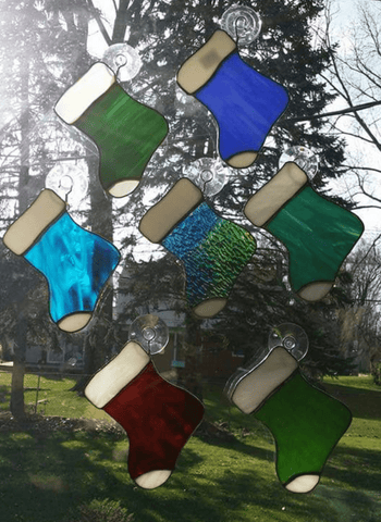 Royal Stained Glass Stained Glass Art can be ordered in different colors Holiday Stocking suncatchers