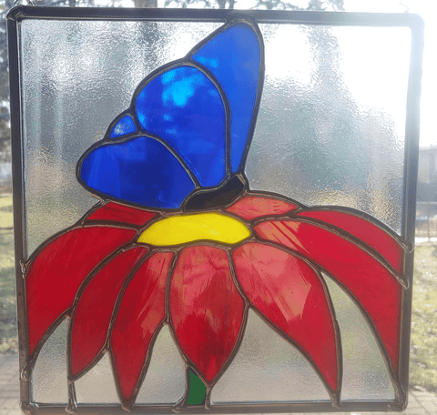 Iridescent Pollinator - Stained Glass Panel