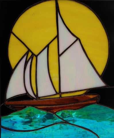 Night Sailing - Stained Glass Window Art