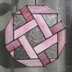 Royal Stained Glass Stained Glass Art Pink and Flower Print Stained Glass Quilt Square