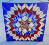 Royal Stained Glass Stained Glass Art Red White and Blue Large Quilt Square