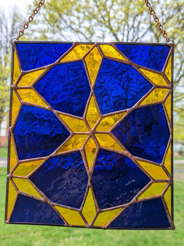 Royal Stained Glass Stars in Blue