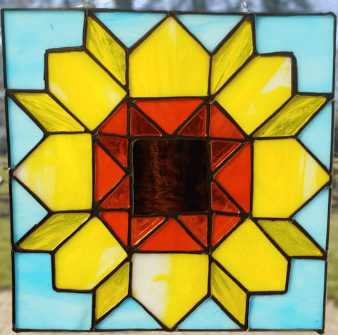 Royal Stained Glass Stained Glass Art This item can be recreated by personal pattern. Contact for custom color options. Sunflower Quilt Square