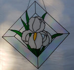 White Iris - Large Stained Glass Panel