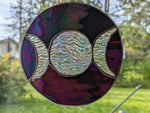 Royal Stained Glass Pagan Gift Triple Moon Stained Glass